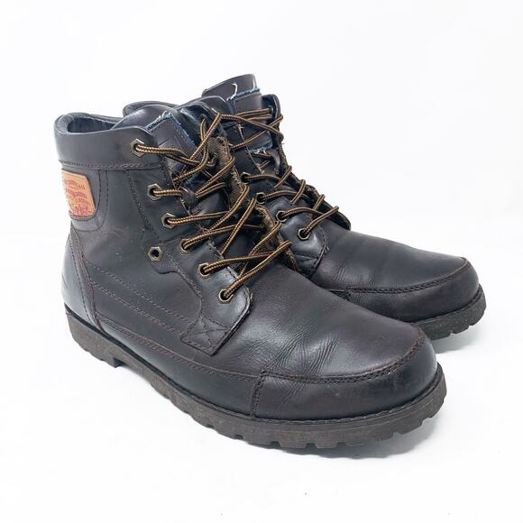 Levi Strauss Levi’s Men’s Size 12 Dark Brown Leather Lace Up High Top Boots main image 8